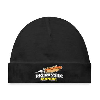 Pig Missile Maniac – lustiges Hotdog-Raketendesign - Baby Premium Organic Mütze - Schwarz - Vorne