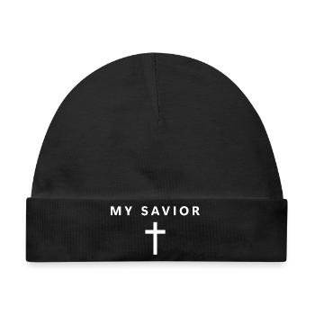 Mein Erlöser Minimalistischer Glaube Jesus Cooler  - Baby Premium Organic Mütze - Schwarz - Vorne