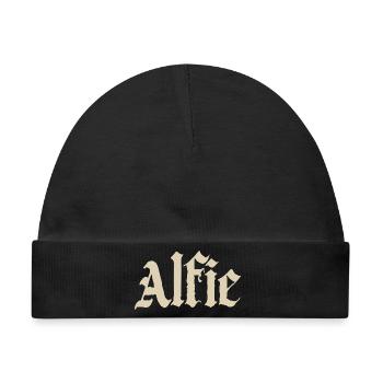 Alfie in Gothic Serif - Baby Premium Organic Mütze - Schwarz - Vorne