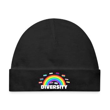 Diversity Regenbogen - Vielfalt Design - Baby Premium Organic Mütze - Schwarz - Vorne
