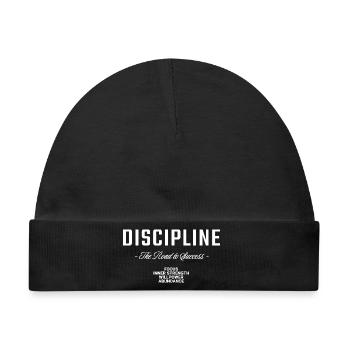 Discipline Disziplin Erfolg Motivation Gym Spruch - Baby Premium Organic Mütze - Schwarz - Vorne