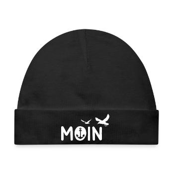Moin Küste Meer Anker Möwen Maritimes Geschenk - Baby Premium Organic Mütze - Schwarz - Vorne