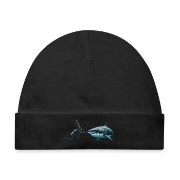 Scuba Diver Booping a Great White Shark  - Baby Premium Organic Mütze - Schwarz - Vorne
