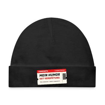 Fahrkarte: Mein Humor hat Verspätung - Baby Premium Organic Mütze - Schwarz - Vorne
