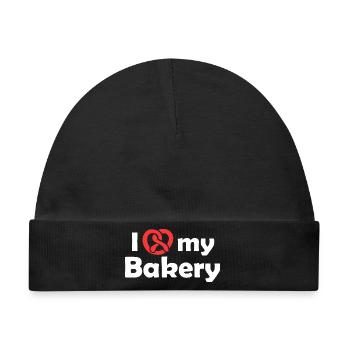 pretzel brezel bakery bäckerei bäcker symbol Logo - Baby Premium Organic Mütze - Schwarz - Vorne