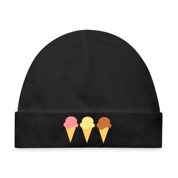 Eis Eiscreme Erdbeereis Vanilleeis Schokoeis - Baby Premium Organic Mütze - Schwarz - Vorne