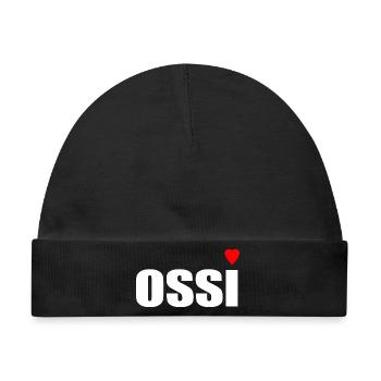 Ossi mit Herz rot - Baby Premium Organic Mütze - Schwarz - Vorne