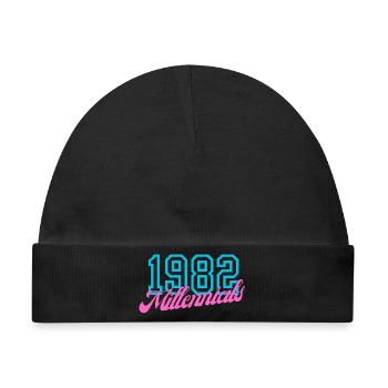 1982 Millennial Retro Numerisches Design - Baby Premium Organic Mütze - Schwarz - Vorne