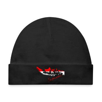 Landkarte von Indonesien, Flagge von Indonesien - Baby Premium Organic Mütze - Schwarz - Vorne