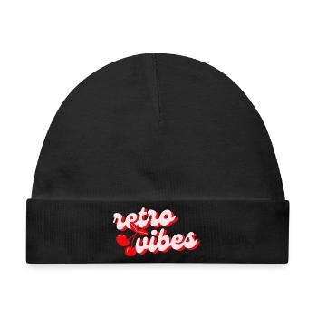 Retro Vibes mit Kirschen – Rot & Verspielt - Baby Premium Organic Mütze - Schwarz - Vorne