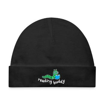 Lesefreund Niedlicher Bücherwurm Mit Buch - Baby Premium Organic Mütze - Schwarz - Vorne