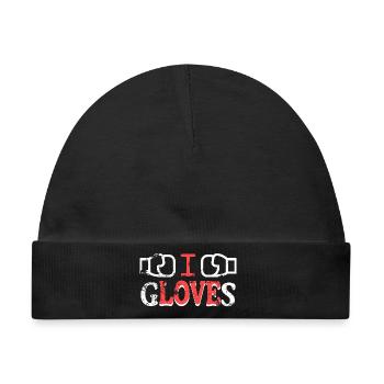 Ich liebe Handschuhe Illustration Design - Baby Premium Organic Mütze - Schwarz - Vorne