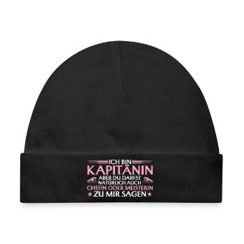 Kapitänin Chefin oder Meisterin - Seglerin - Baby Premium Organic Mütze - Schwarz - Vorne