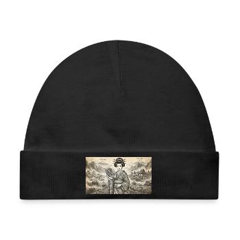 Geisha Ukiyo-e Fächer-Idylle - Baby Premium Organic Mütze - Schwarz - Vorne