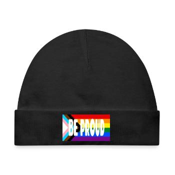 Be Proud Pride Flag Text - Baby Premium Organic Mütze - Schwarz - Vorne