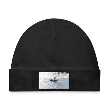 Fischerboot im Glitzermeer - Baby Premium Organic Mütze - Schwarz - Vorne