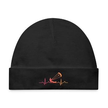 Kitesurfen Heartbeat Kiteboard Surf - Baby Premium Organic Mütze - Schwarz - Vorne
