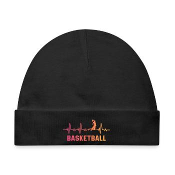 Basketball herzschlag basketballspiel - Baby Premium Organic Mütze - Schwarz - Vorne