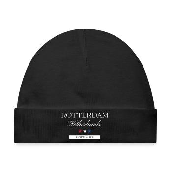 Rotterdam Niederlande Souvenir – Reise minimalist - Baby Premium Organic Mütze - Schwarz - Vorne