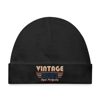 45. Geburtstag Geschenk Mann Vintage Jahrgang 1981 - Baby Premium Organic Mütze - Schwarz - Vorne