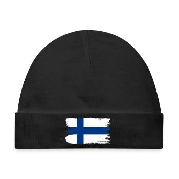 Pinselstrich der finnischen Flagge - Baby Premium Organic Mütze - Schwarz - Vorne