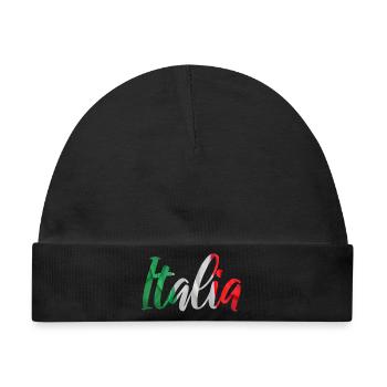 Italia Schriftband Flaggenfarben - Baby Premium Organic Mütze - Schwarz - Vorne
