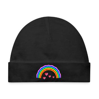 Regenbogenherz Regenbogenherz - Baby Premium Organic Mütze - Schwarz - Vorne