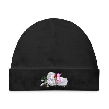 Wunderbares Einhorn mit Fee - Baby Premium Organic Mütze - Schwarz - Vorne