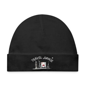Travel Junkie - Travel Lovers - Baby Premium Organic Mütze - Schwarz - Vorne