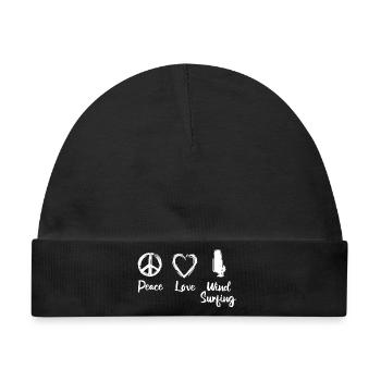 Peace Love Wind Surfing - Baby Premium Organic Mütze - Schwarz - Vorne