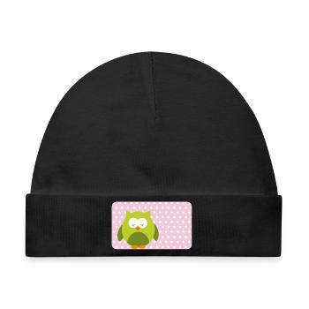 Lustige Eule mit Sternchen rosa | personalisierbar - Baby Premium Organic Mütze - Schwarz - Vorne