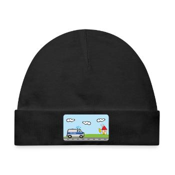 Polizei - Polizeiauto - Einsatzfahrzeuge  - Baby Premium Organic Mütze - Schwarz - Vorne
