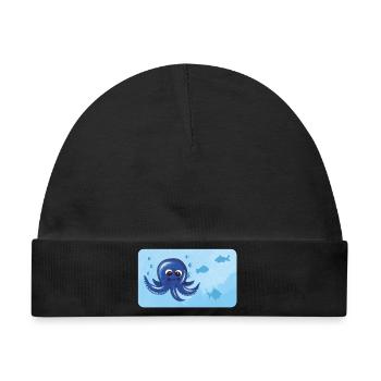 Lustiger Oktopus und Fische mit Luftblasen - Baby Premium Organic Mütze - Schwarz - Vorne