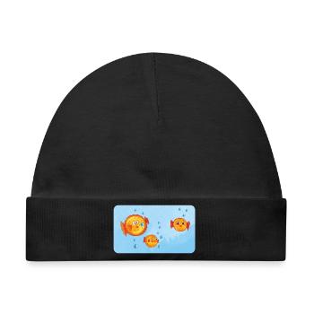 Fische - Lustige orange Kugelfische mit Luftblasen - Baby Premium Organic Mütze - Schwarz - Vorne