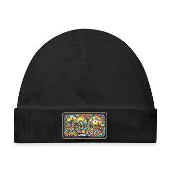 Medellin Kolumbien Stadt Design - Baby Premium Organic Mütze - Schwarz - Vorne