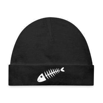Fisch weiß Fischgräte Geschenk Angler - Baby Premium Organic Mütze - Schwarz - Vorne