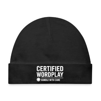 Certified Wordplay Wortspiele - Baby Premium Organic Mütze - Schwarz - Vorne