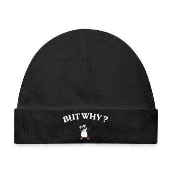 But Why? Pinguin Stil - Baby Premium Organic Mütze - Schwarz - Vorne