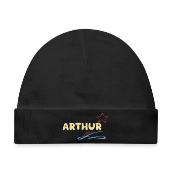 Arthur - Baby Premium Organic Mütze - Schwarz - Vorne