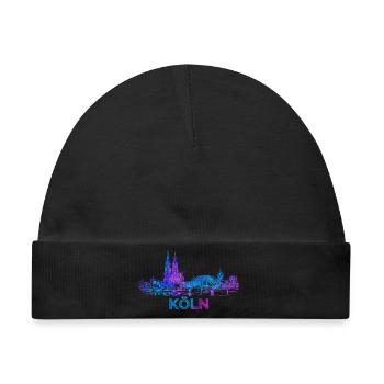 Köln Stadt Skyline Blau Purpur - Baby Premium Organic Mütze - Schwarz - Vorne