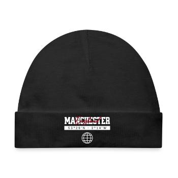 Manchester England Koordinaten Reise Souvenir - Baby Premium Organic Mütze - Schwarz - Vorne