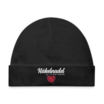Häkelnadel Flüsterer - Baby Premium Organic Mütze - Schwarz - Vorne