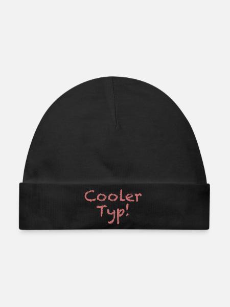 Spruch "Cooler Typ" Hellrot - Baby Premium Organic Mütze - Schwarz