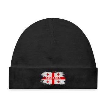 Georgien Vintage Flagge - Baby Premium Organic Mütze - Schwarz - Vorne