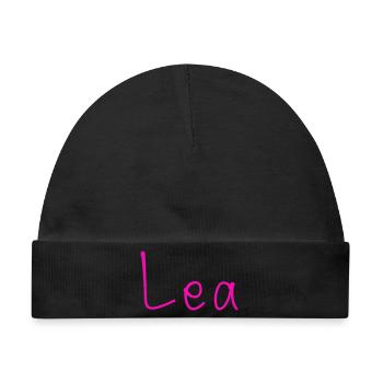 Lea Neon Pink Handschrift - Baby Premium Organic Mütze - Schwarz - Vorne