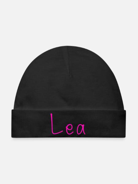 Lea Neon Pink Handschrift - Baby Premium Organic Mütze - Schwarz