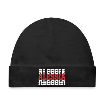 T-Shirt Alessia T-Shirt Geschenkidee gestapelter Text - Baby Premium Organic Mütze - Schwarz - Vorne