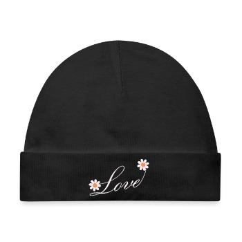 Blumenliebe Skript Design - Baby Premium Organic Mütze - Schwarz - Vorne