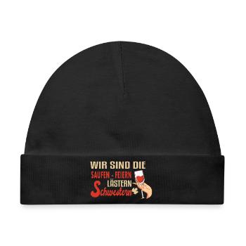 Schwester Geschenk Mädelsabend Wein Feiern Party - Baby Premium Organic Mütze - Schwarz - Vorne