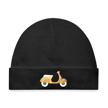 Roller Gold Luxus Italien exklusiv Retro Vintage  - Baby Premium Organic Mütze - Schwarz - Vorne